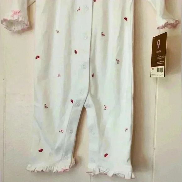 Baby Girl New Carter's 9 Month White & Red Fruit Outfit watermelon embroidered - Picture 3 of 8